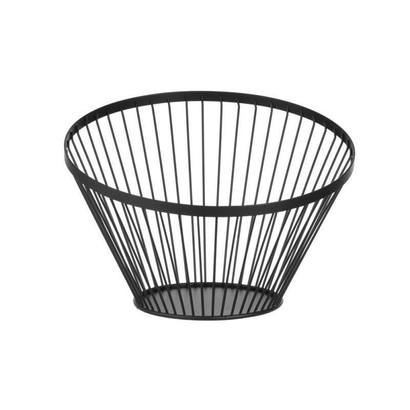 Fruit basket angled round black, HENDI, ⌀300x(H)205mm