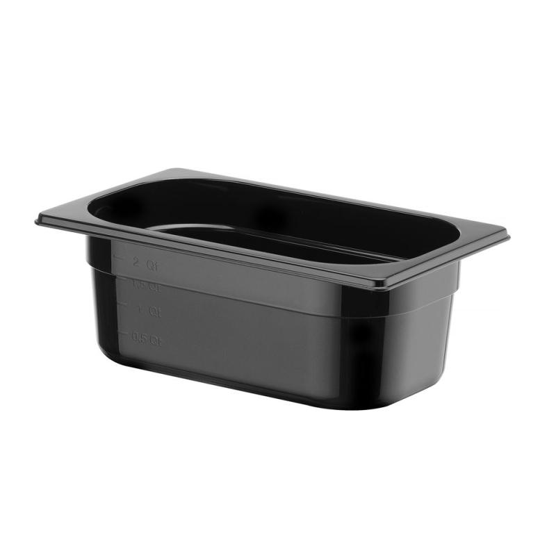 Container GN 1/4 black polycarbonate, HENDI, Profi Line, GN 1/4, 2,8L, Black, 265x162x(H)100mm