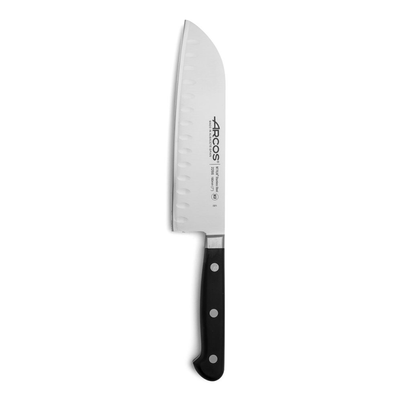 Нож Santoku с кромкой Granton, серия ÓPERA, Arcos, черный, (L)303мм