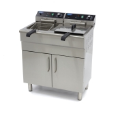 Deep Fryer - 2 x 16L - 2 Baskets - with Drain Tap and Stand