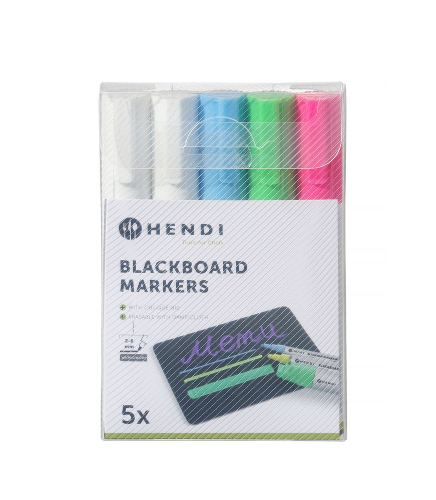 Blackboard markers 6 mm, HENDI, 1 pink, 1 green, 1 blue and 2 white markers