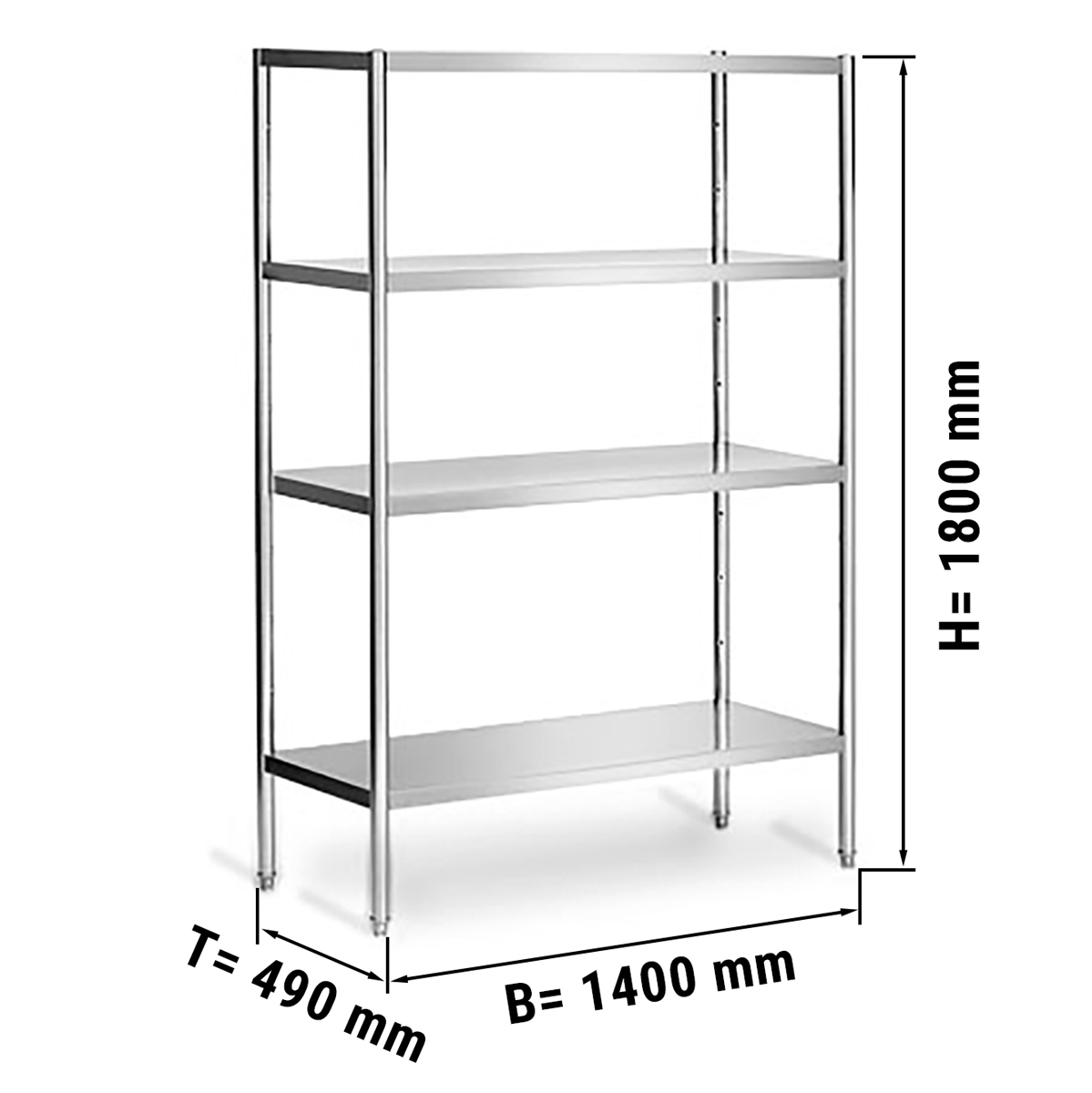 ПОЛКА НАПОЛЬНАЯ ИЗ НЕРЖАВЕЮЩЕЙ СТАЛИ ERP 1400X500MM, РЕГУЛИРУЕМАЯ