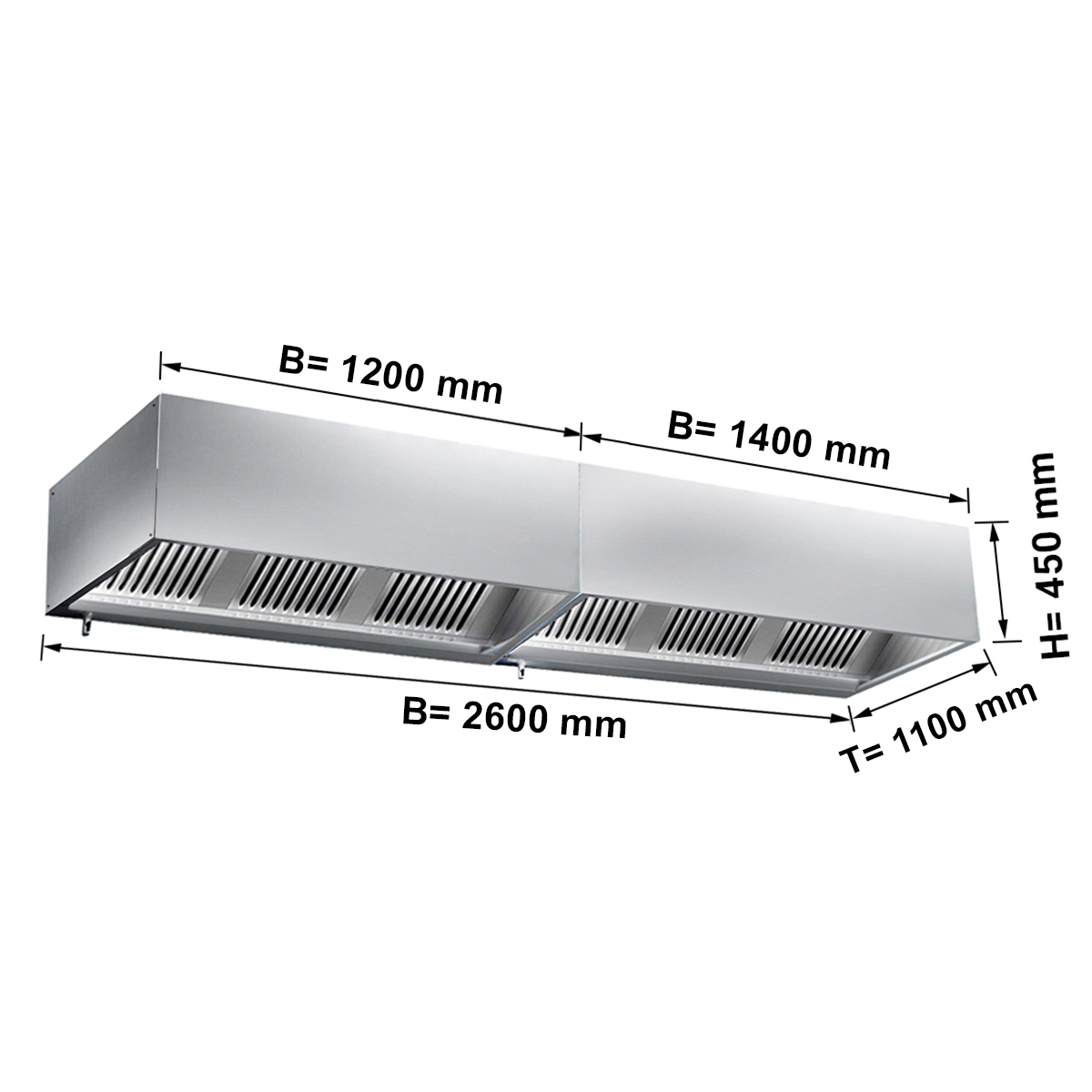 VENTILATSIOONIKUBU FILTRI JA VALGUSEGA 2600X1100X450MM