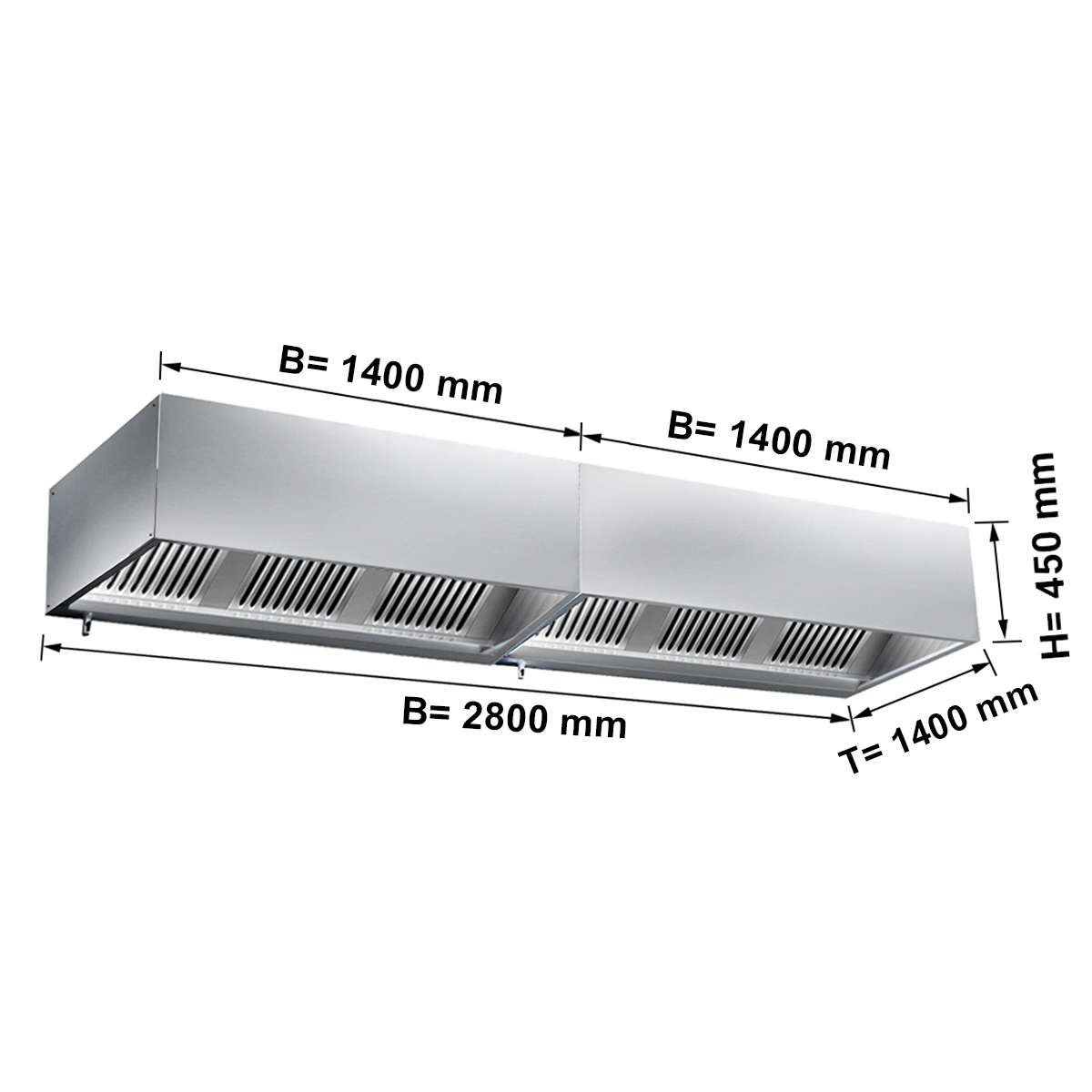 VENTILATSIOONIKUBU FILTRI JA VALGUSEGA 2800X1400X450MM