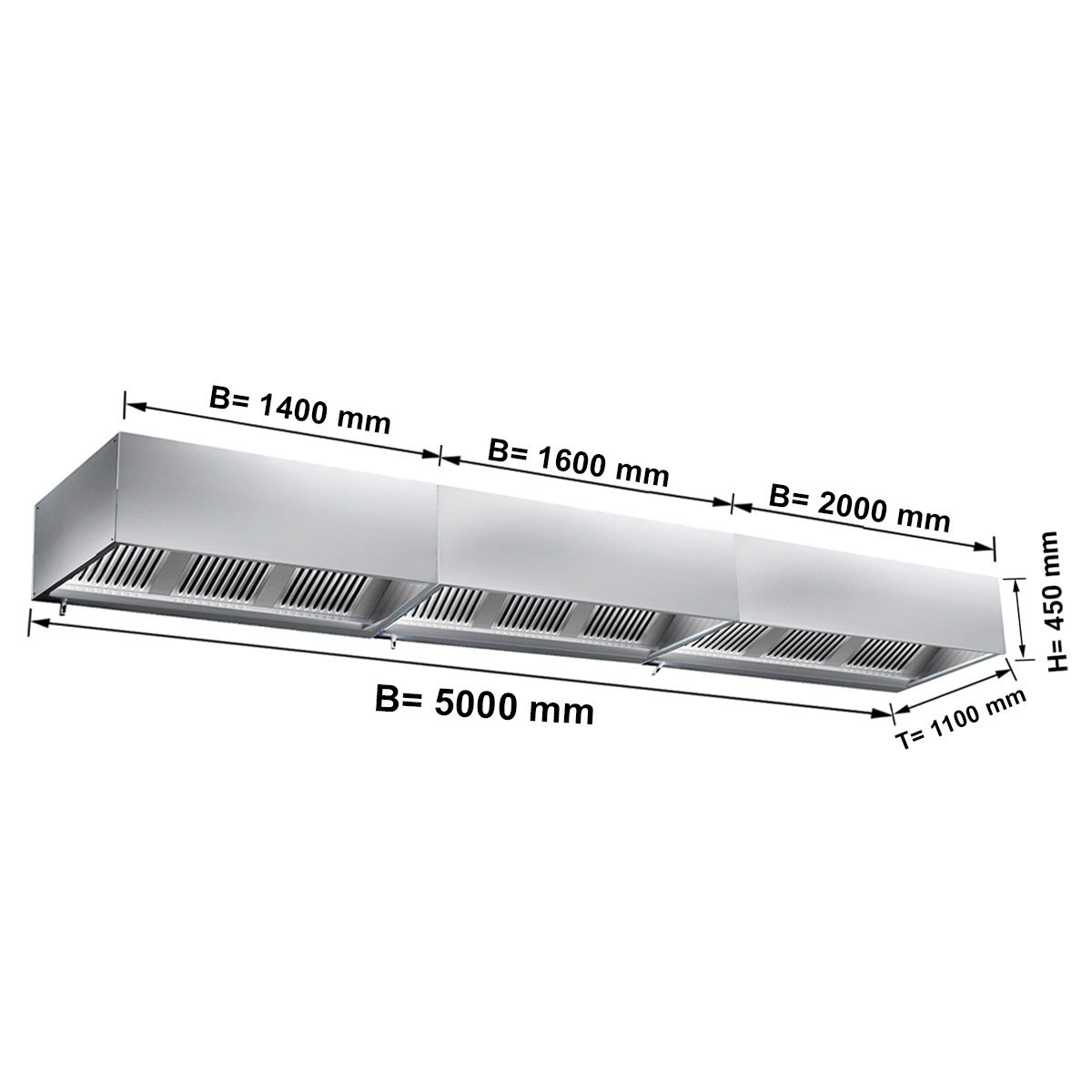 VENTILATSIOONIKUBU FILTRI JA VALGUSEGA 5000X1100X450MM