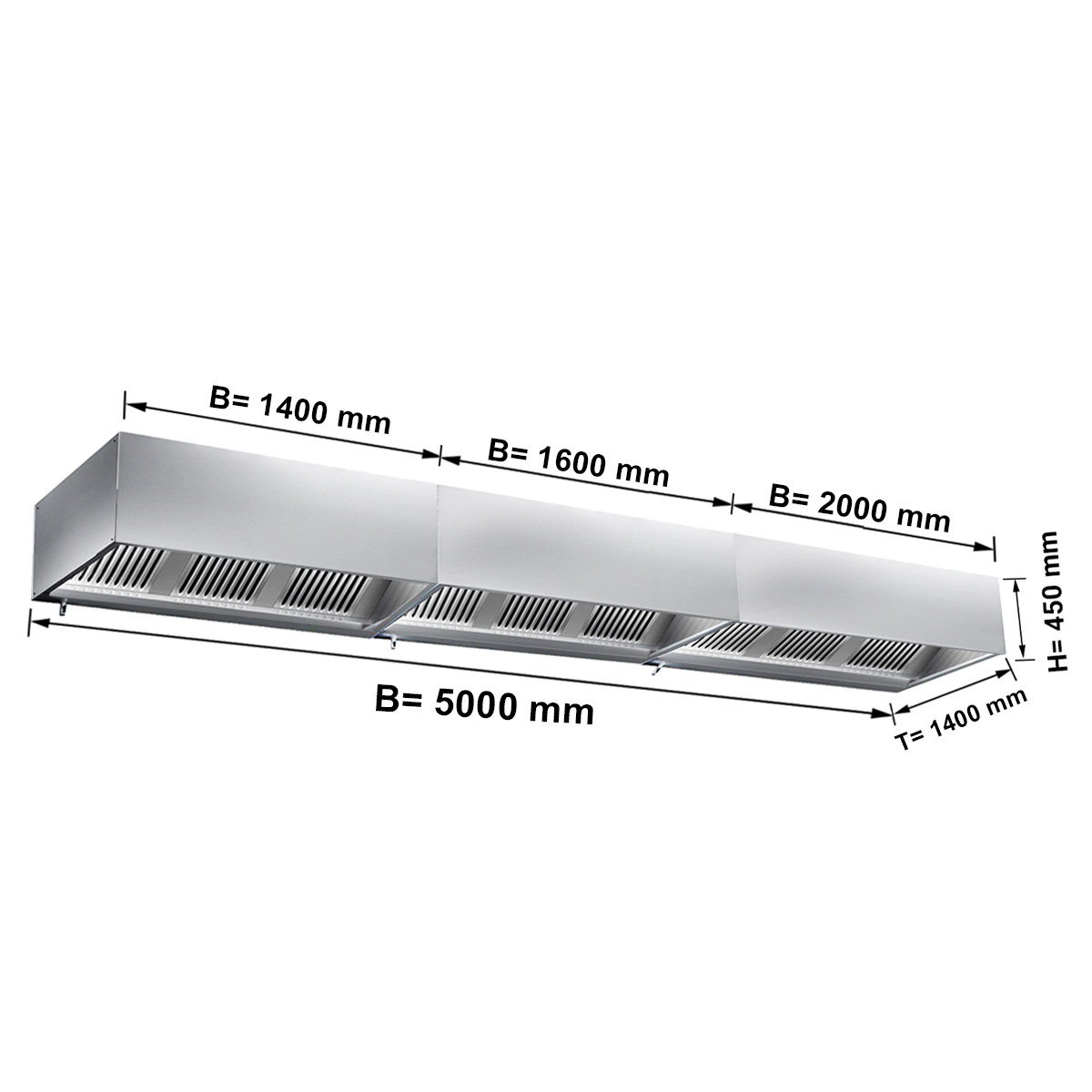 VENTILATSIOONIKUBU FILTRI JA VALGUSEGA 5000X1400X450MM