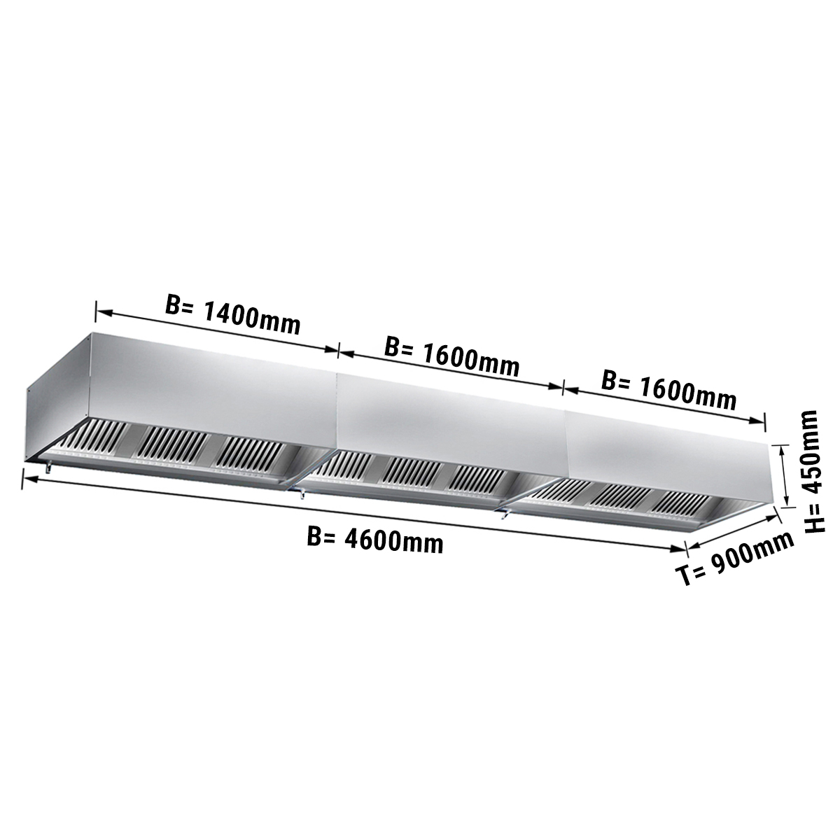 VENTILATSIOONIKUBU FILTRI JA VALGUSEGA 4600X900X450MM