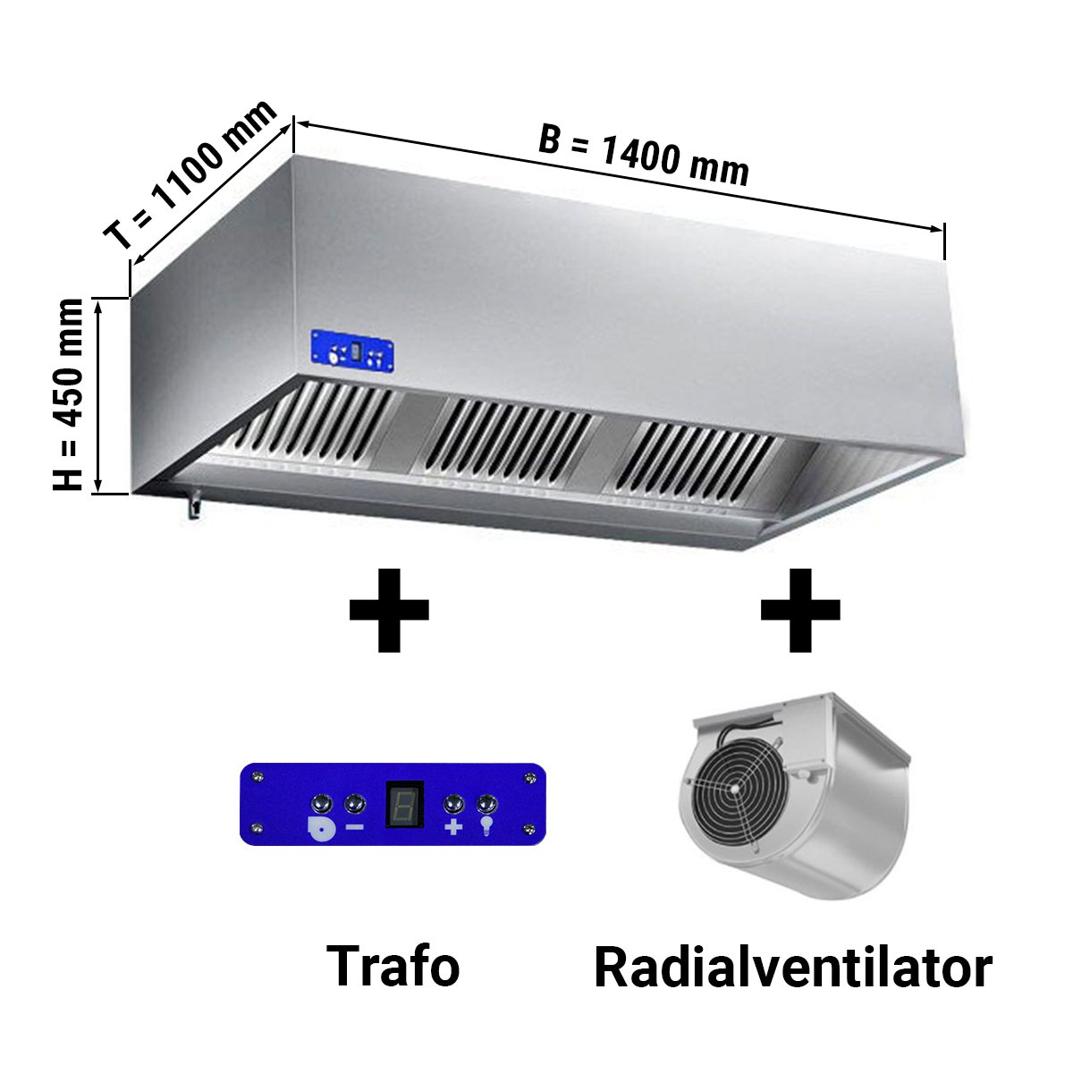 VENTILATSIOONIKUBU MOOTORI, REGULAATORI, FILTRI JA VALGUSEGA 1400X1100X450MM