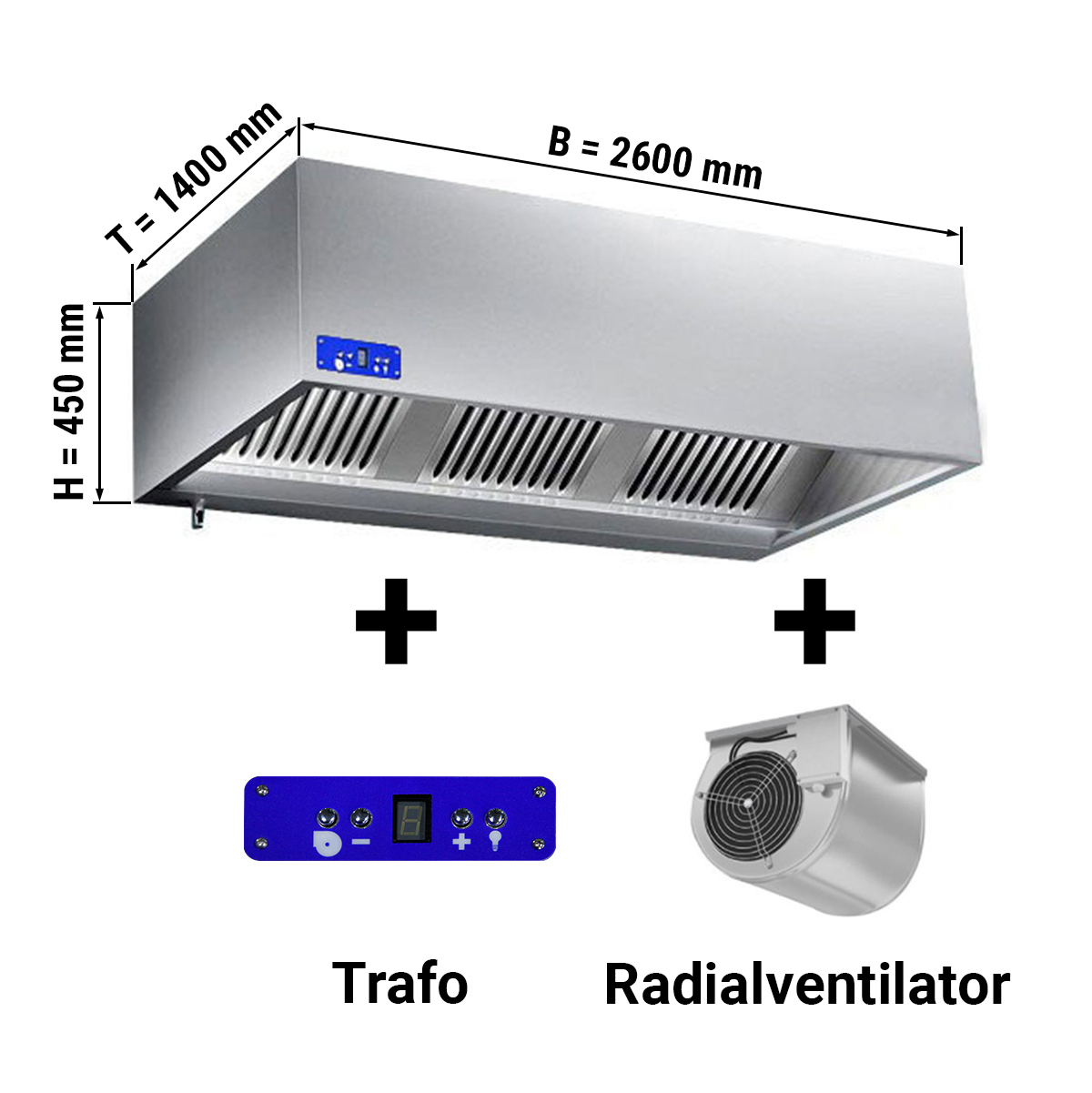 VENTILATSIOONIKUBU MOOTORI, REGULAATORI, FILTRI JA VALGUSEGA 2600X1400X450MM